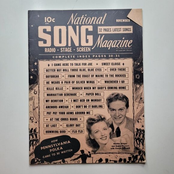 National Song Magazine Radio Stage Screen November 1942 Music 32 Page News Stage - Picture 1 of 11